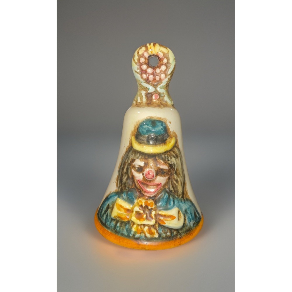 Vintage Beautiful Capodimonte Made In Italy Harlequin Bell By‎ KB Ceramic